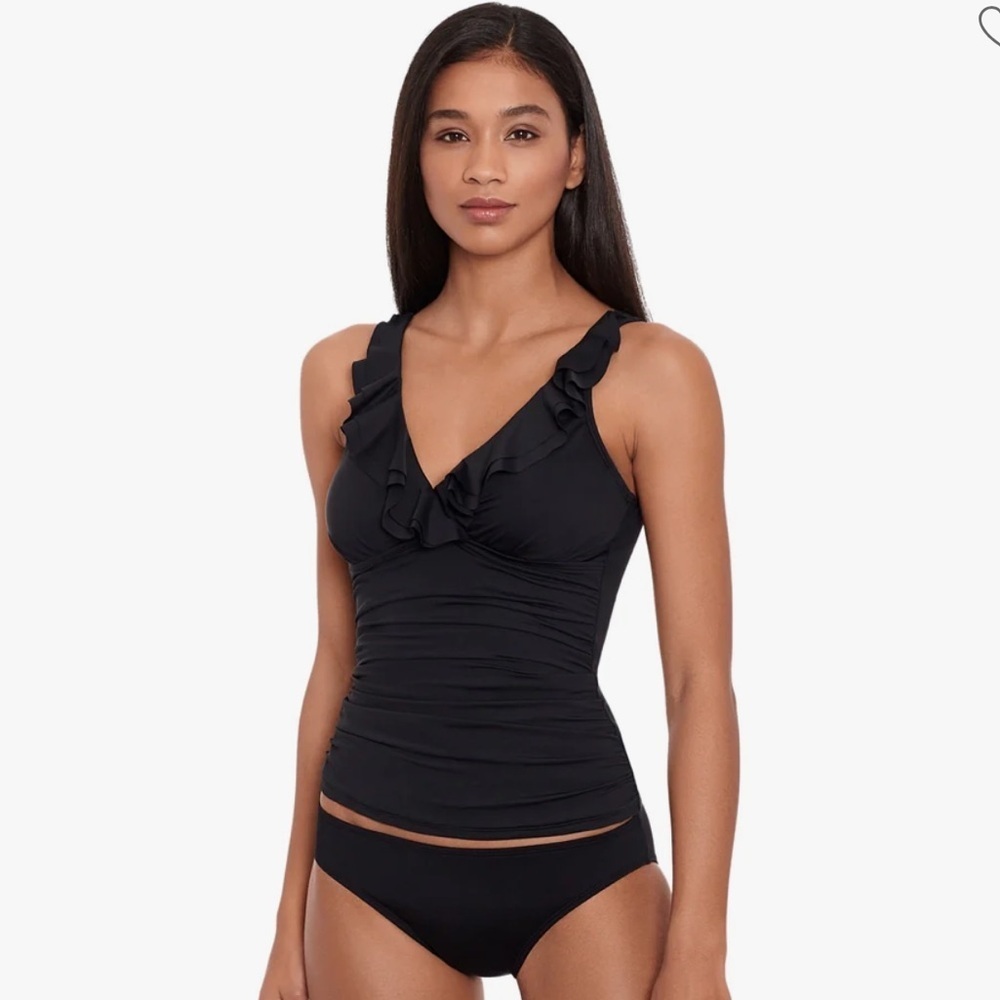 🖤🖤NWT-LAUREN RALPH LAUREN Women's Beach Club Solids Ruffle Tankini 🖤🖤SZ 8